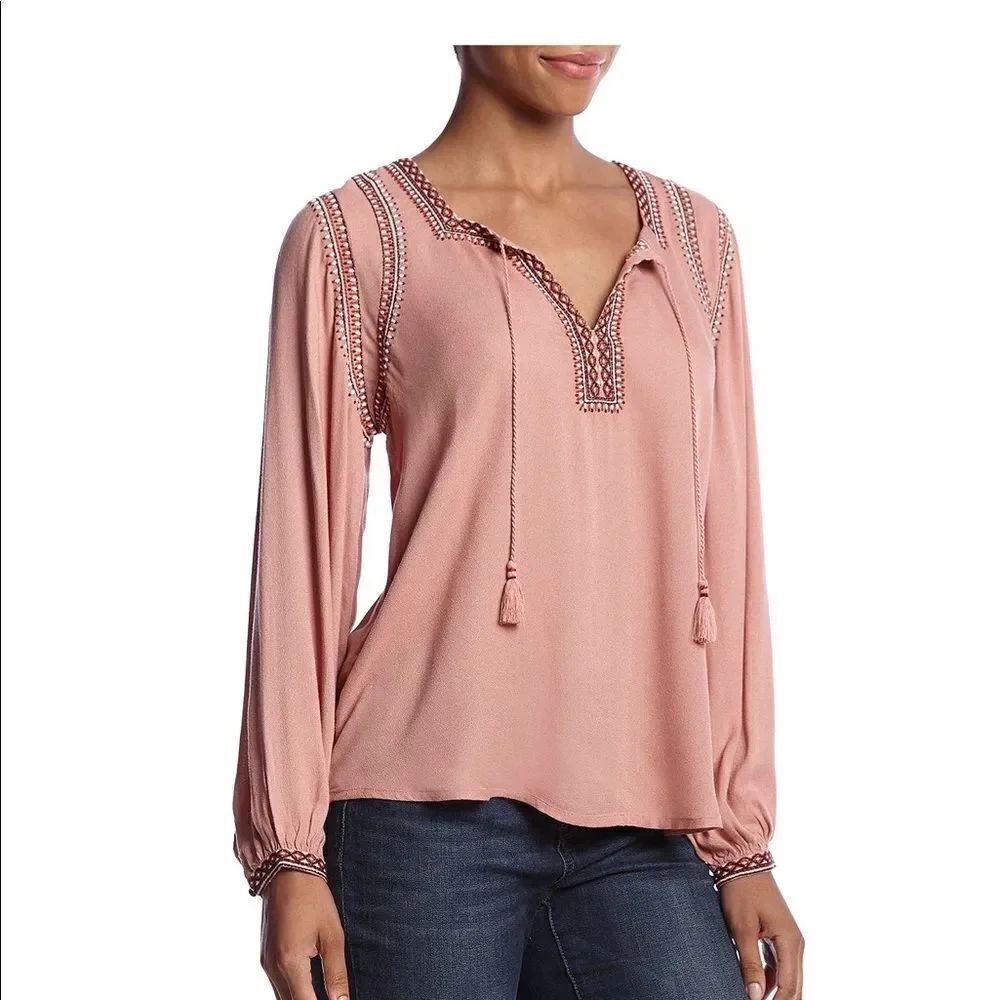 ✨ Lucky Brand® Embellished Peasant Top✨ - Picture 3 of 3